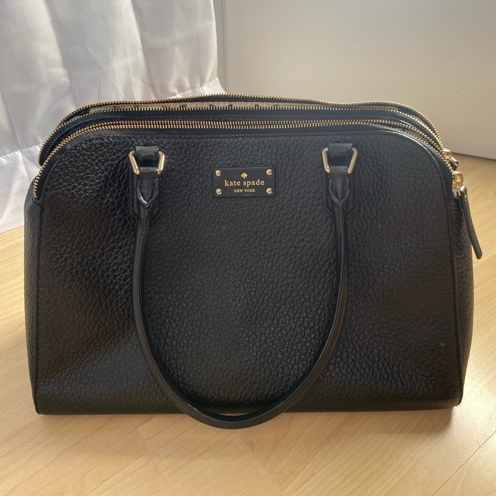 Kate Spade Grove Court Barton Pebbled Leather Large Brown Double Zip Laptop